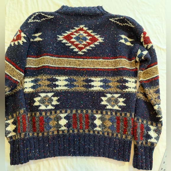 Vintage Melbourne Sport Sweater blue Aztec pattern size S wool blend - Picture 3 of 7